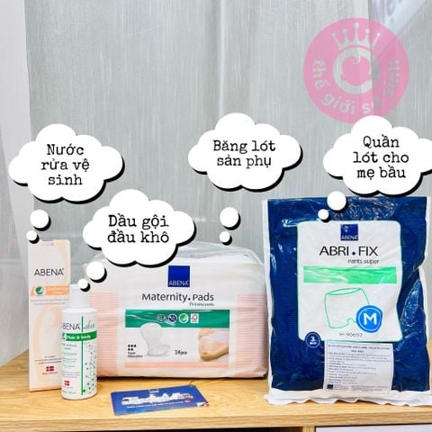 (Tang-tui-bim)Combo-di-sinh-co-ban-cho-me-Abena-(Dau-Goi-tam-kho,-Dung-Dich-Ve-Sinh-phu-nu,-Quan-Lot-Nguoi-lon,-Bang-Lot-San-Phu)