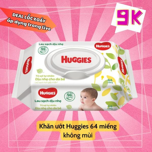 Khăn ướt Huggies 64 miếng - không mùi thân thiện với da bé Cho Bé