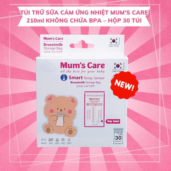Mum's Care túi trữ sữa có cảm ứng nhiệt 210ml không BPA / hộp 30 túi