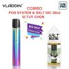 COMBO POD VLADDIN RE POD SYSTEM & SALT NIC 30ML VỊ TUỲ CHỌN