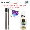 COMBO POD VLADDIN RE POD SYSTEM & SALT NIC 30ML VỊ TUỲ CHỌN