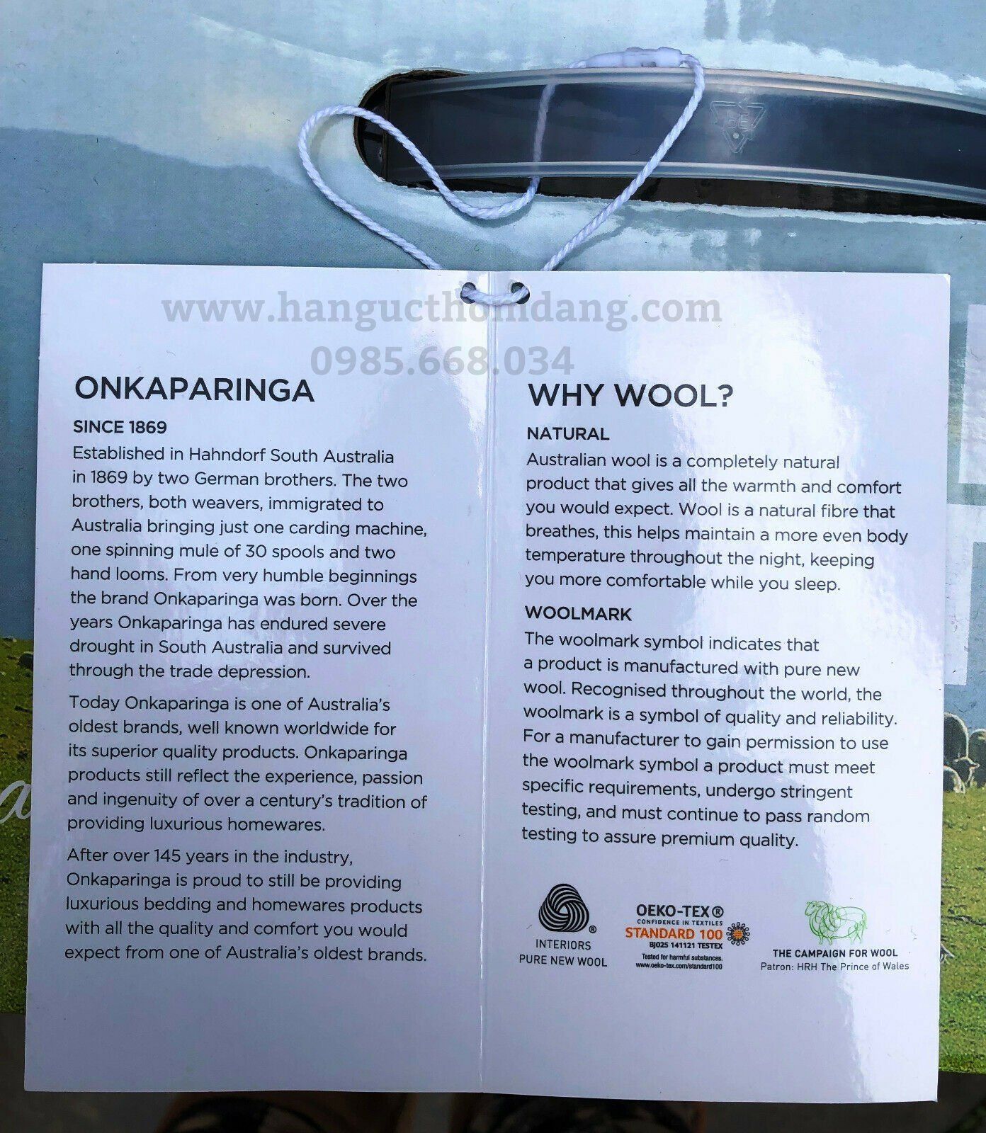 Chăn lông cừu Úc Onkaparinga Wool Quilt Queen size 210x210cm Hàng Úc