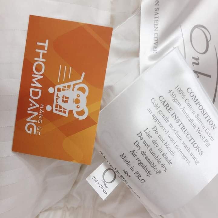 Chăn lông cừu Úc Onkaparinga Wool Quilt Queen size 210x210cm Hàng Úc