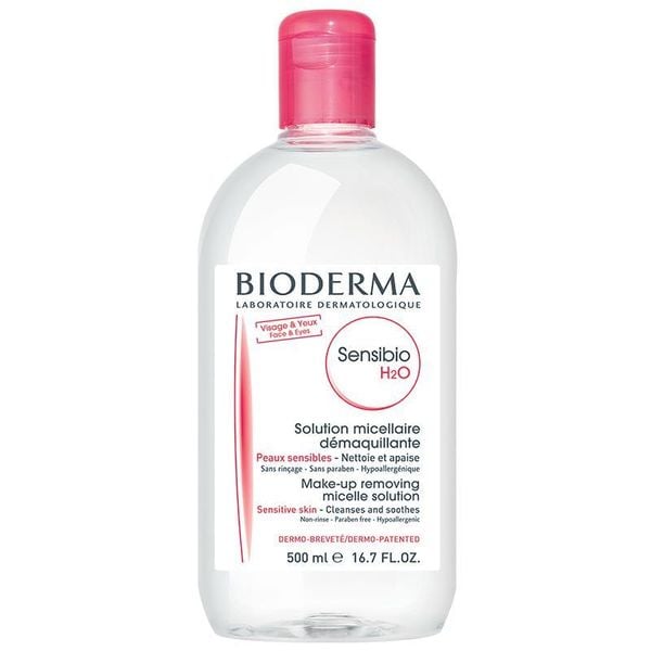 Nước tẩy trang Bioderma màu hồng Sensibio H20 Solution Micellaire 500ml