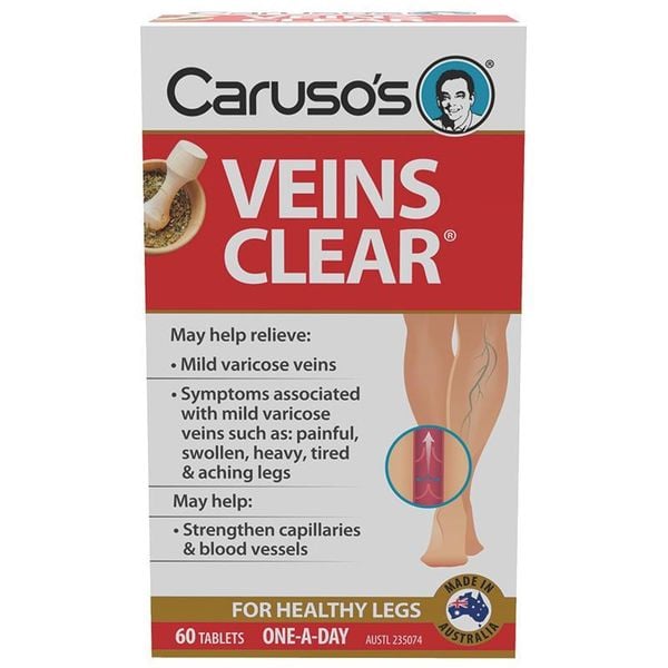 Hỗ trợ trị giãn tĩnh mạch chân Caruso’s Veins Clear Của Úc 60 viên