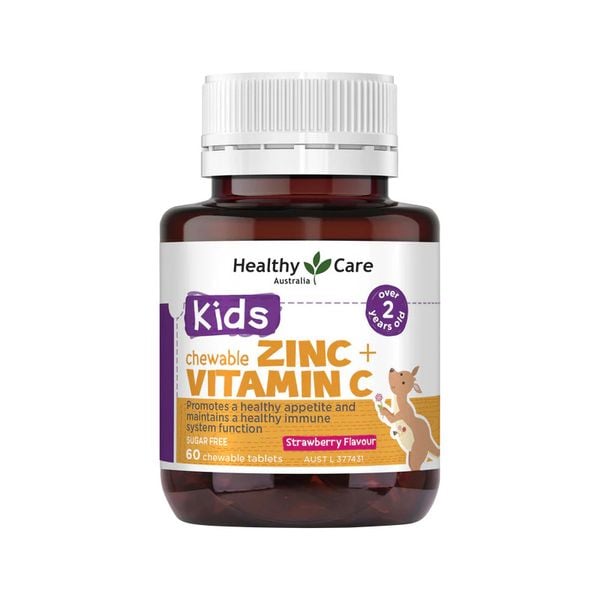 Viên nhai tăng đề kháng cho bé Healthy Care Kids Zinc + Vitamin C 60 viên