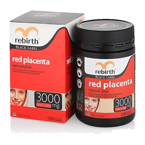 Nhau Thai Cừu Đỏ Rebirth Red Placenta Natural Plus 3000mg 100 viên