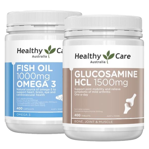 Combo Dầu cá + Glucosamine Healthy Care 400 viên