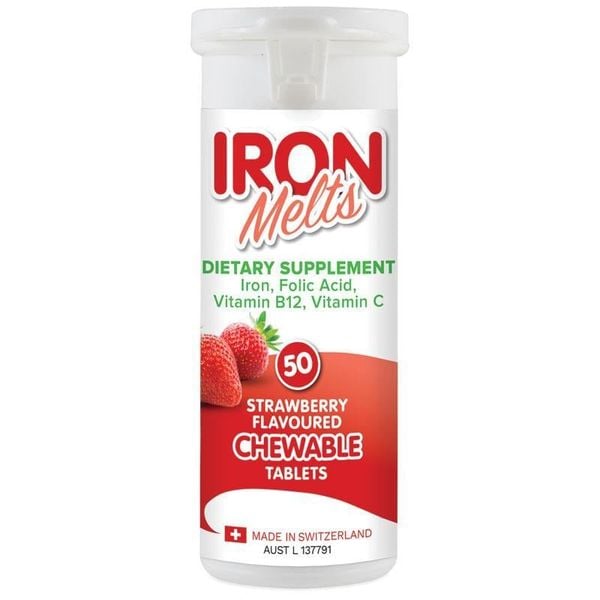 Viên sắt ngậm Iron Melts vị dâu 50 viên Úc