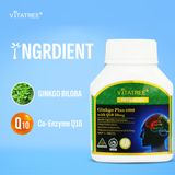 Viên uống bổ não Vitatree Ginkgo Plus 6000 with Q10 50mg lọ 60 viên