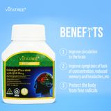 Viên uống bổ não Vitatree Ginkgo Plus 6000 with Q10 50mg lọ 60 viên