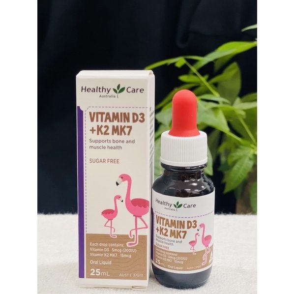 Vitamin D3 + K2 MK7 Healthy Care 25ml - Hỗ trợ xương và cơ cho trẻ