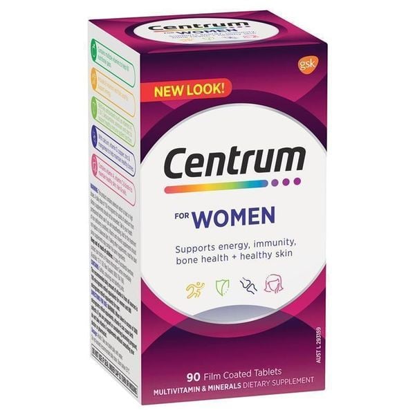 Vitamin tổng hợp cho nữ giới dưới 50 tuổi Centrum for women 90 viên