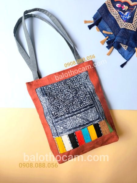  Túi thổ cẩm vải lanh vẽ sáp ong phối màu (TSOHG) 