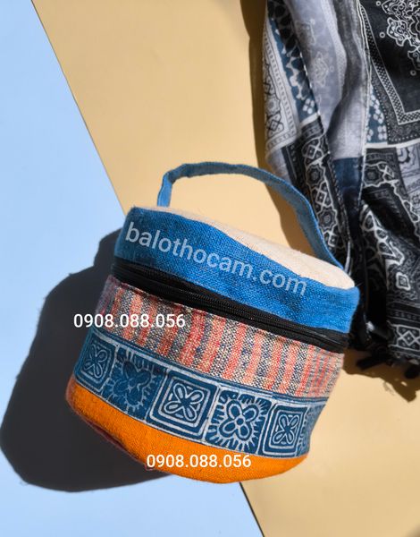  Hộp vải đựng mĩ phẩm vải lanh phối vẽ sáp ong 