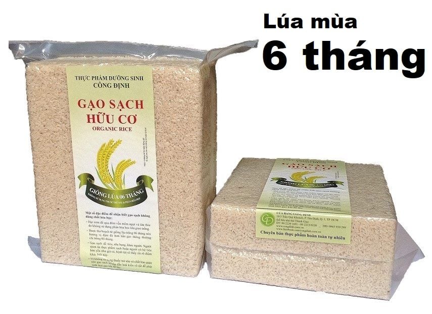 Gạo sạch hữu cơ, chà sơ (còn cám) 5kg.