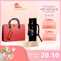 Túi đựng rượu da đôi kèm túi đựng phụ kiện màu đỏ đô