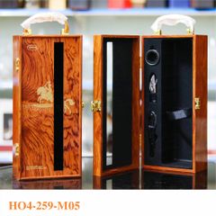 Hộp đựng rượu gỗ sơn mài đơn con ngựa khoét HO4-259-M05