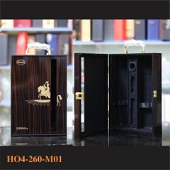 Hộp đựng rượu gỗ sơn mài đơn con ngựa khoét HO4-259-M01