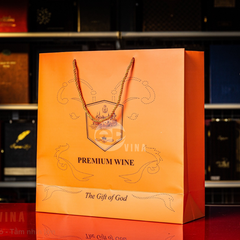 Túi giấy đựng hộp rượu màu cam PREMIUM WINE