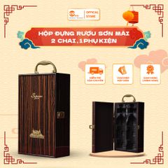 Hộp đựng rượu gỗ sơn mài đôi mặt lõm vườn nho 1 phụ kiện khay hình chai rượu HO4-277-M01