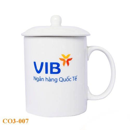 Quà tặng cốc sứ có nắp đậy 