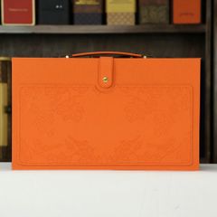 Hộp da 2 chai tay xách ngang chùm nho màu cam HO16-045-M04
