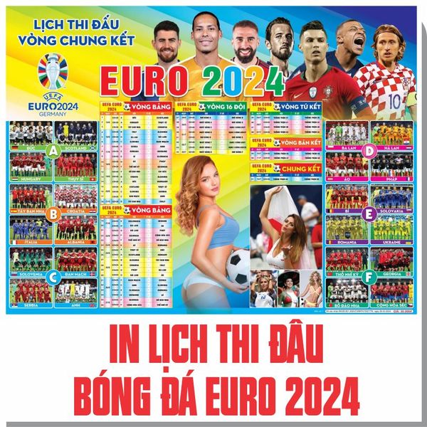 Thiết kế lịch thi đấu bóng đá EURO 2024 mới nhất