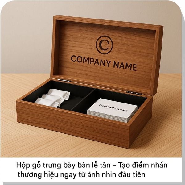 Hộp Gỗ Trưng Bày Bàn Lễ Tân Sang Trọng Có Sẵn
