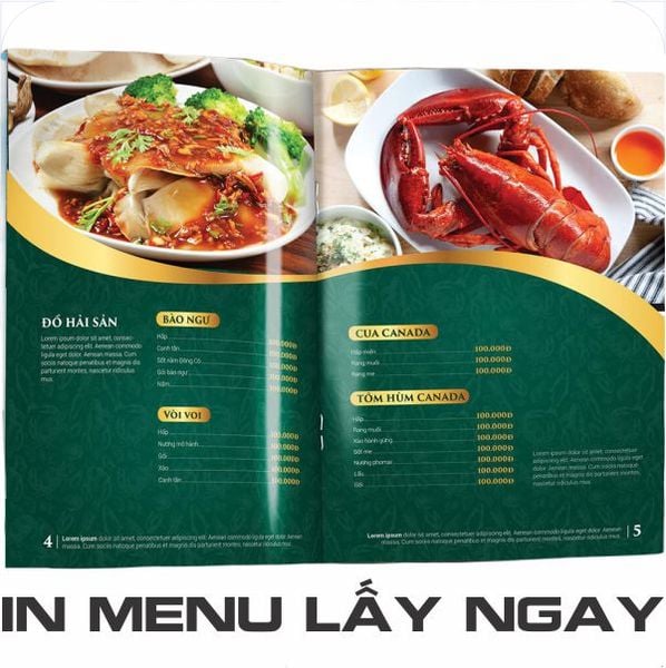 Bảng báo giá Menu Nhà Hàng Cao Cấp In Lấy Ngay Giá Rẻ