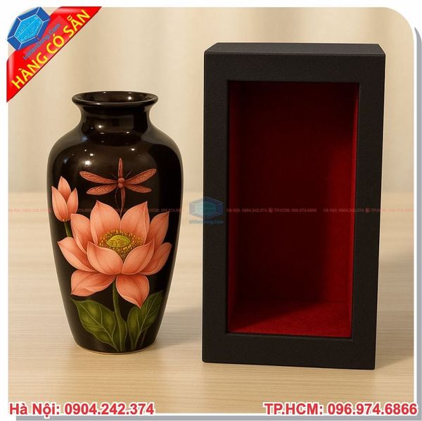 Vỏ hộp cứng cao cấp đựng bình gốm sứ cao cấp có ô cửa sổ