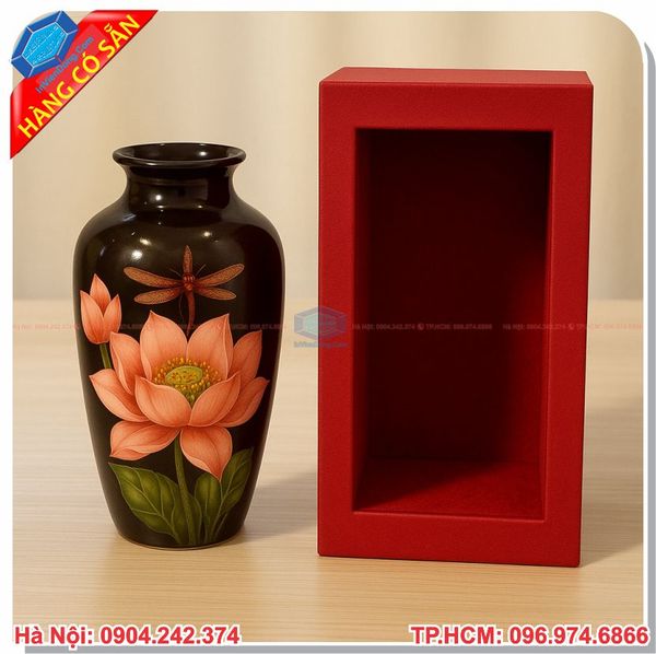 Vỏ hộp cứng cao cấp đựng bình gốm sứ cao cấp màu đỏ