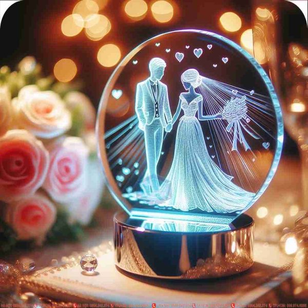 Mẫu pha lê 3D khắc ảnh cưới