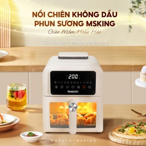 Nồi chiên không dầu phun sương Masuto MSKing 6L - 2 tầng đốt không cần trở lật