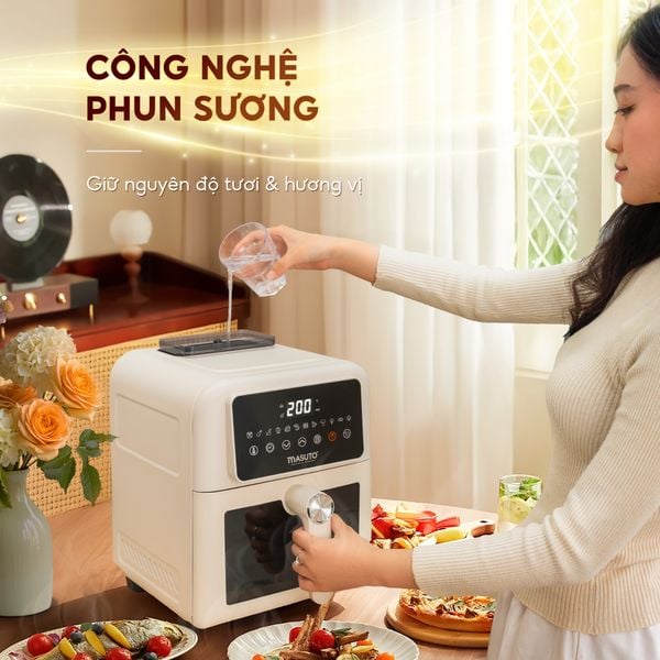 Nồi chiên không dầu phun sương Masuto MSKing 6L - 2 tầng đốt không cần trở lật