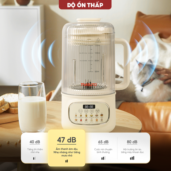 Máy làm sữa hạt thủy tinh chống ồn Masuto MSLovePlus