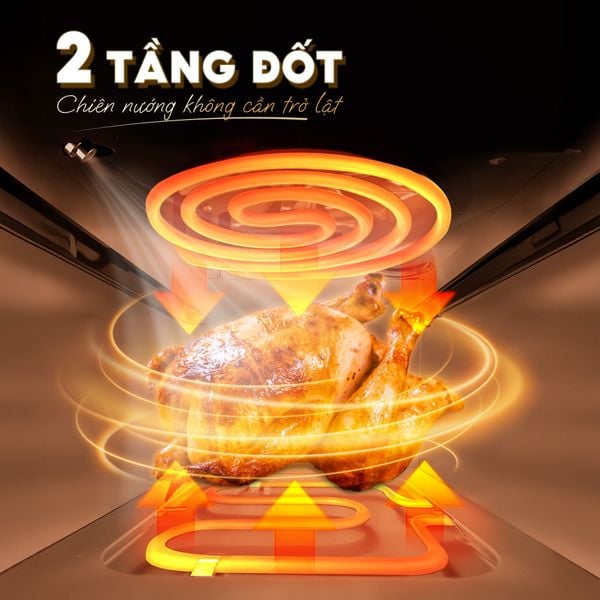 Nồi chiên không dầu phun sương Masuto MSKing 6L - 2 tầng đốt không cần trở lật