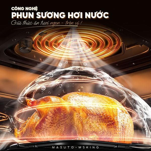 Nồi chiên không dầu phun sương Masuto MSKing 6L - 2 tầng đốt không cần trở lật