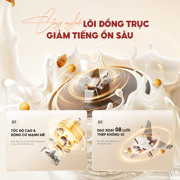 Máy làm sữa hạt thủy tinh chống ồn Masuto MSLovePlus