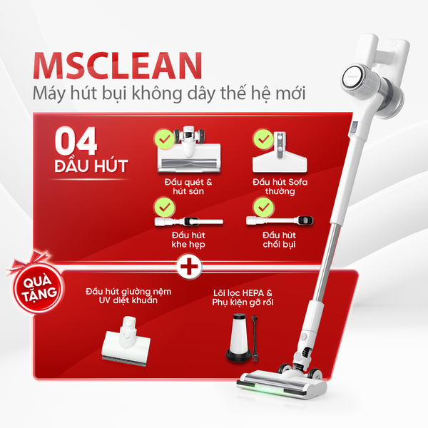 Máy hút bụi quét sàn không dây cầm tay Masuto MSClean