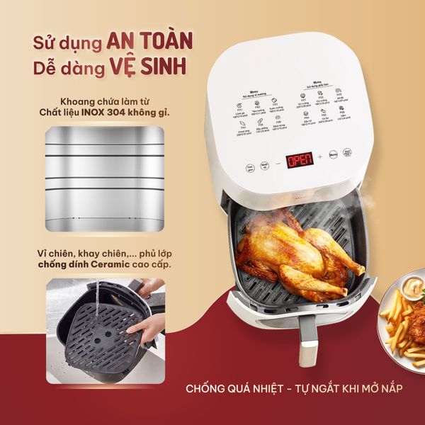 Nồi chiên không dầu MSQueen | 2 tầng đốt Trên/Dưới đối lưu không cần trở lật