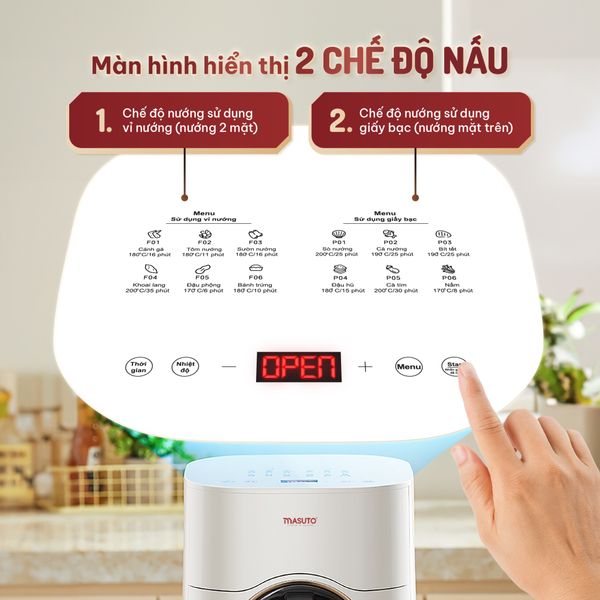 Nồi chiên không dầu MSQueen | 2 tầng đốt Trên/Dưới đối lưu không cần trở lật