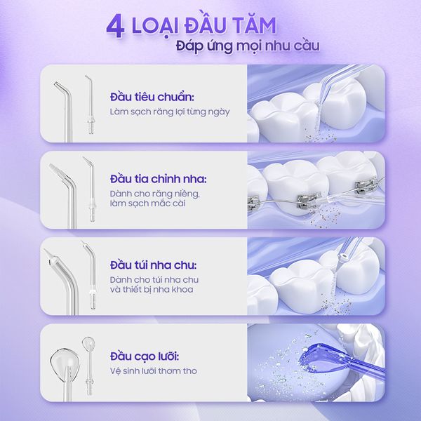 Máy tăm nước gấp gọn khử khuẩn UVC - MSUVFlosser