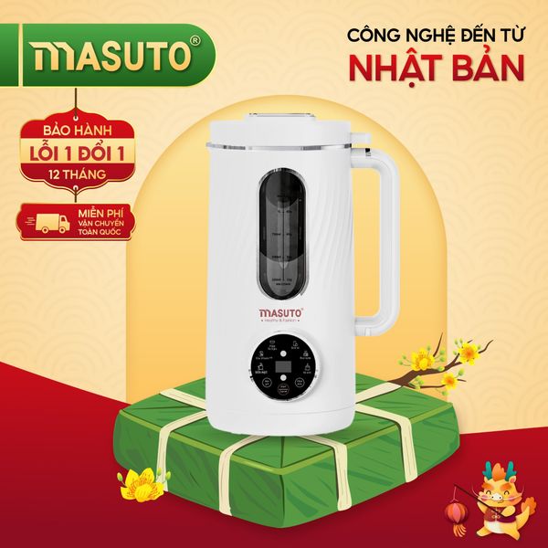 Máy làm sữa hạt thủy tinh Masuto MSLoveMax - Dung tích cực đại 1.200ml - Nấu nhiều hơn, chống trào tốt hơn