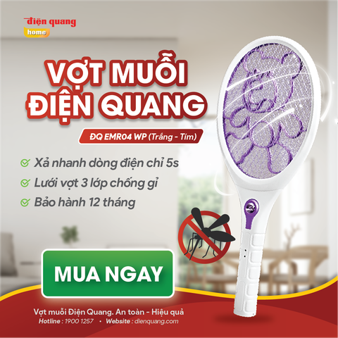 Vợt muỗi Điện Quang ĐQ EMR04 WP ( Trắng - tím )