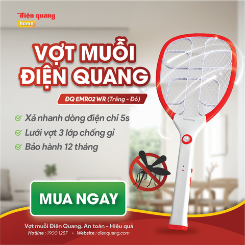 Vợt muỗi Điện Quang ĐQ EMR02 WR ( Trắng - đỏ )