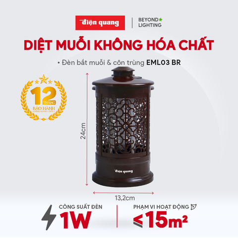 Đèn bắt muỗi Điện Quang ĐQ EML03 BR