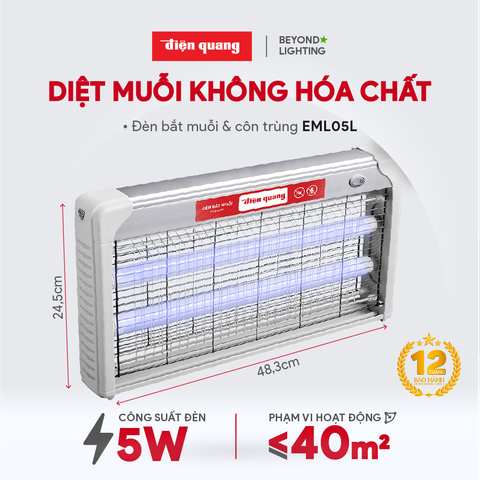 Đèn bắt muỗi Điện Quang ĐQ EML05L (485x65x250mm)