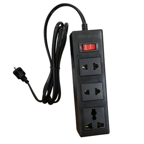 Ổ cắm ĐQ 002A-02 BL (3 lỗ, màu đen, sản phẩm xanh)