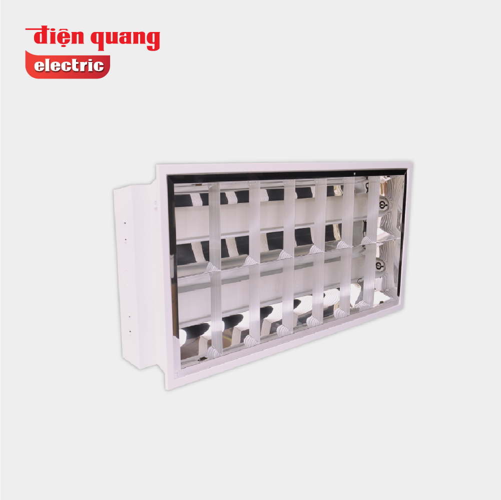 Bộ máng âm trần Điện Quang ĐQ RF01 218GASI ( chóa nhôm 0.6m đôi ballast từ )